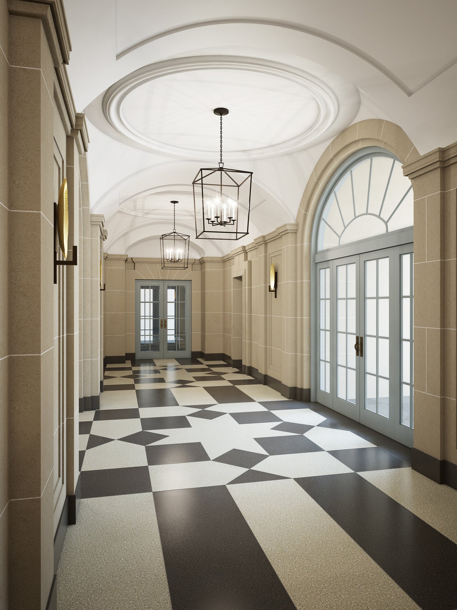 3400 Lake Shore Drive Lobby, Chicago, IL — architecture and interior design by Darcy Bonner