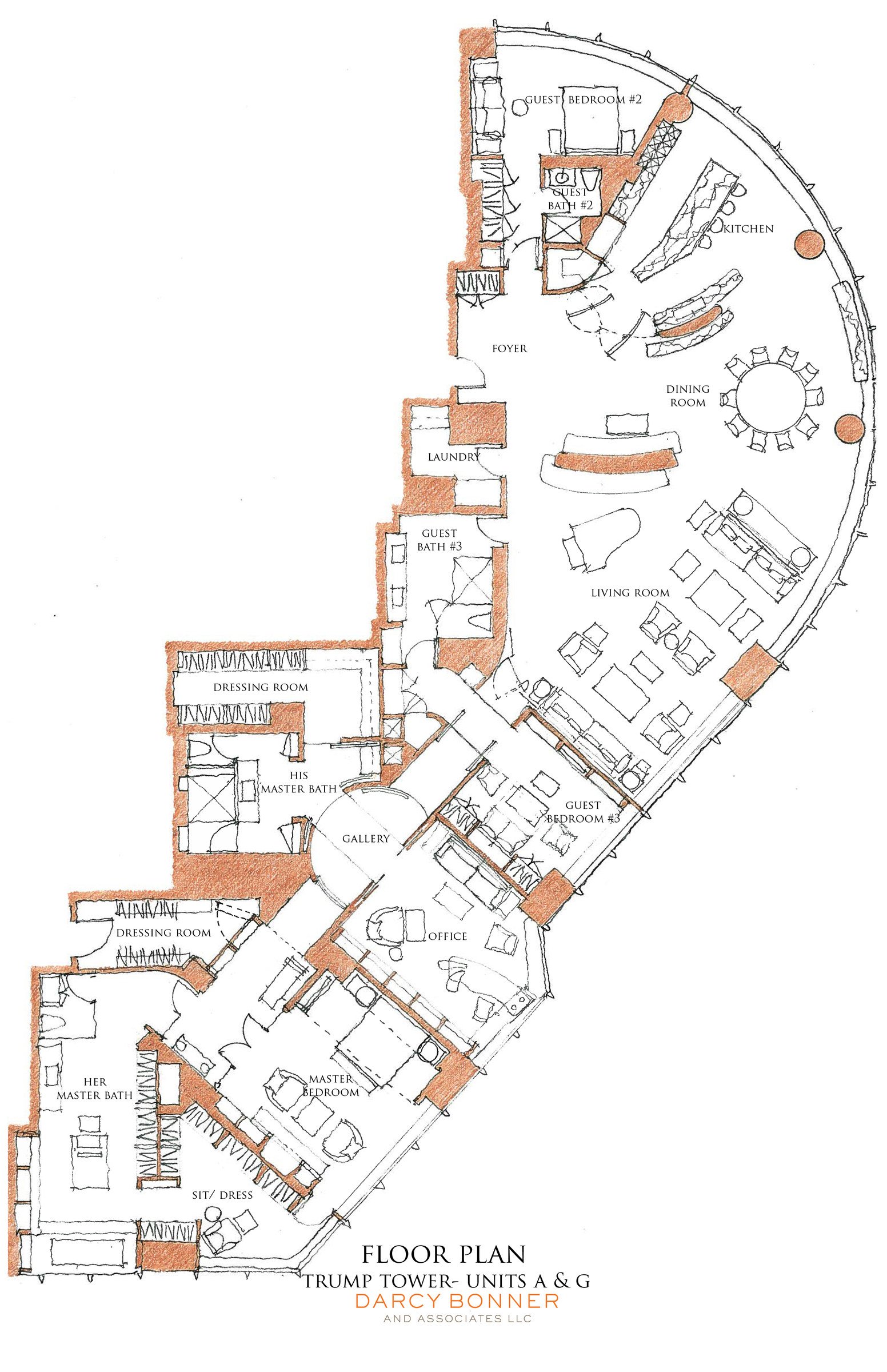 Trump Tower Penthouse, Chicago, IL — architecture and interior design by Darcy Bonner